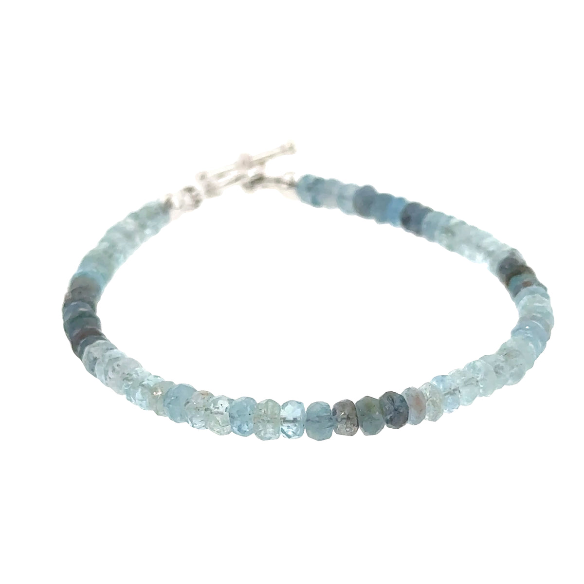 Aquamarine &  Moss Agate Bracelet | Sterling Silver Toggle