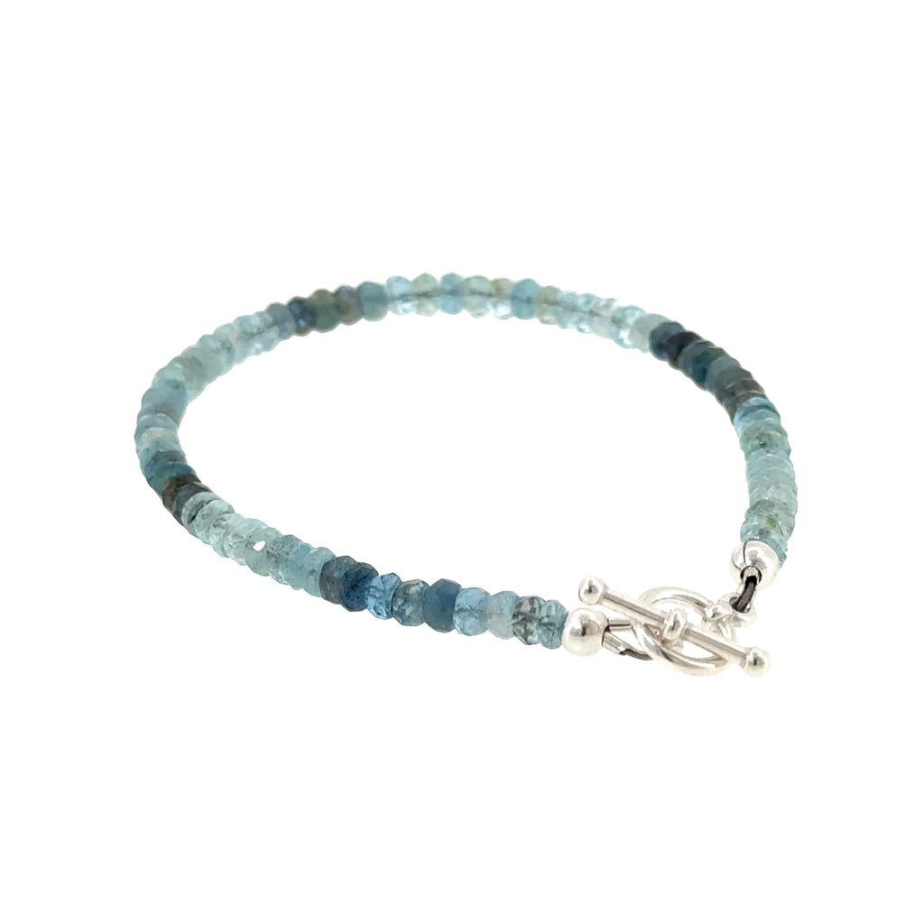 Aquamarine &  Moss Agate Bracelet | Sterling Silver Toggle