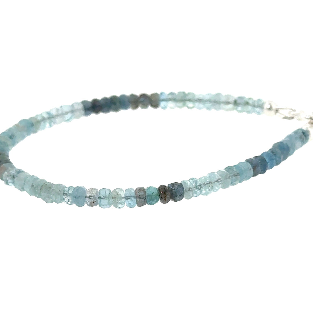 Aquamarine &  Moss Agate Bracelet | Sterling Silver Toggle