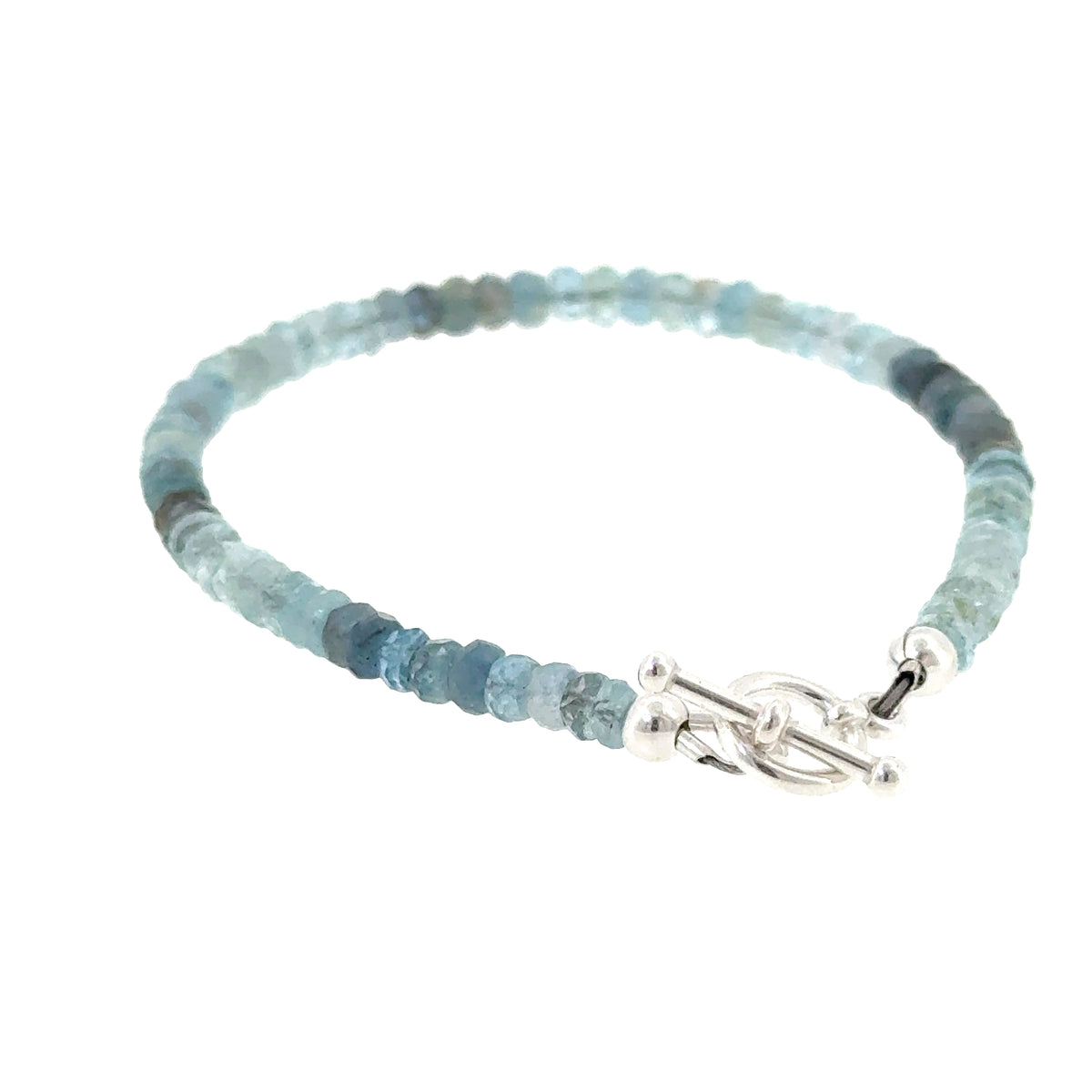 Aquamarine &  Moss Agate Bracelet | Sterling Silver Toggle
