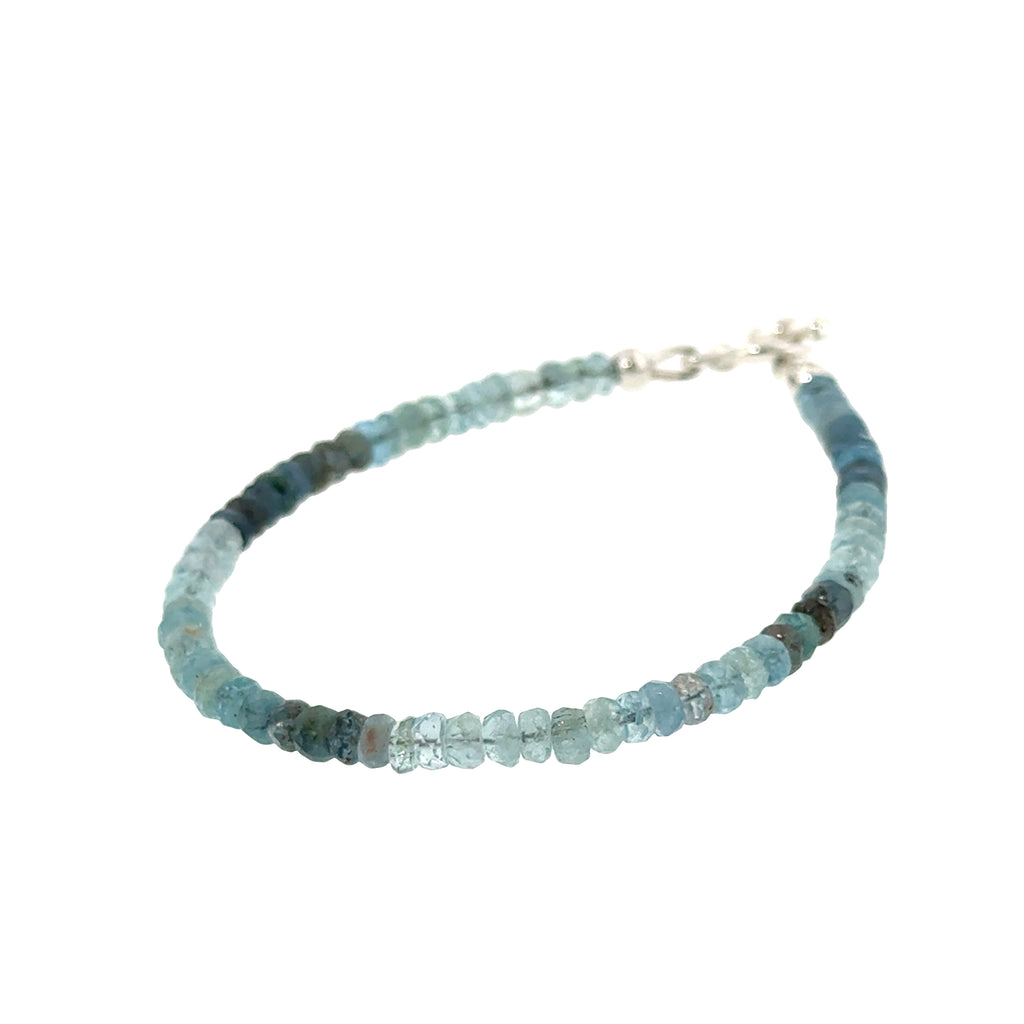 Aquamarine &  Moss Agate Bracelet | Sterling Silver Toggle