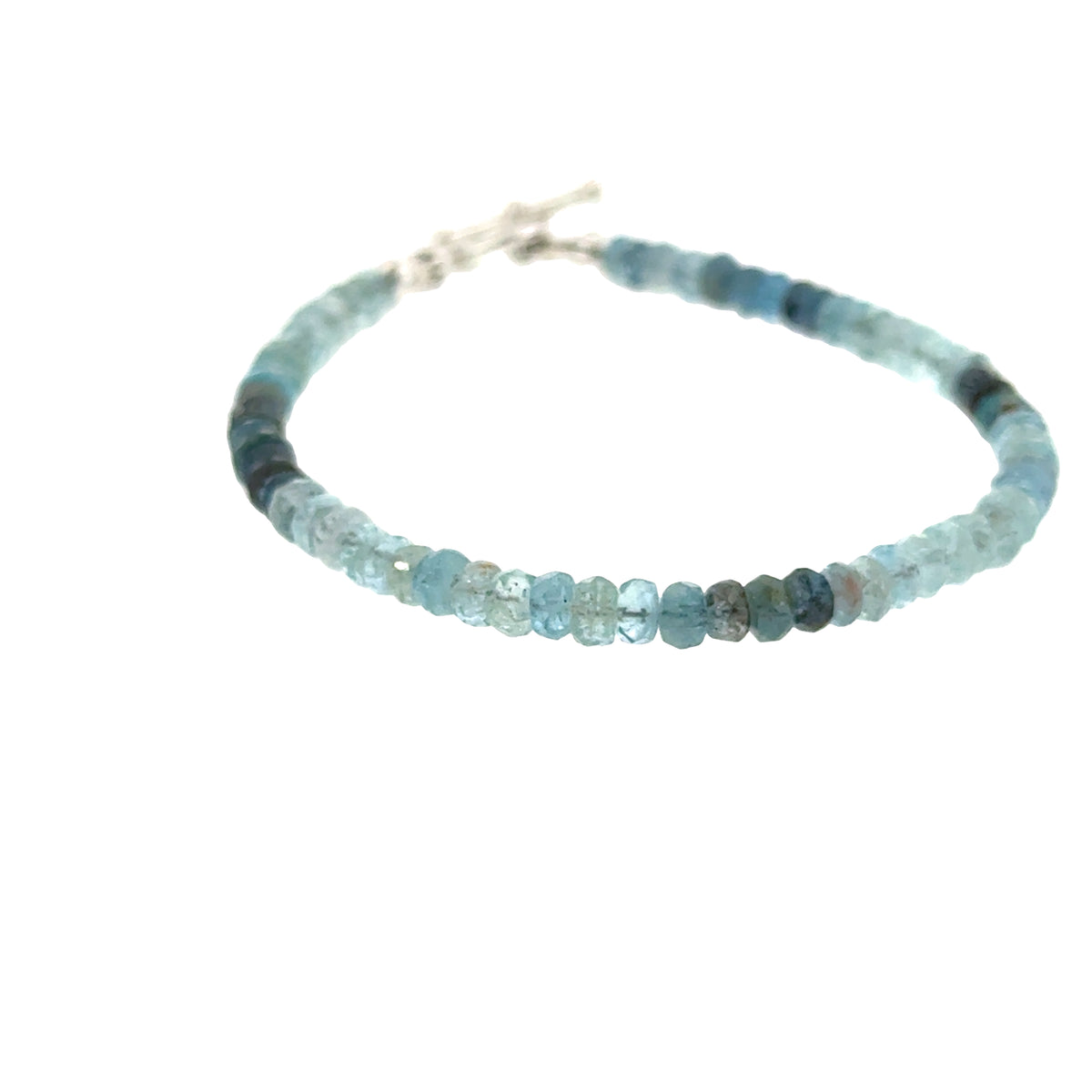 Aquamarine &  Moss Agate Bracelet | Sterling Silver Toggle