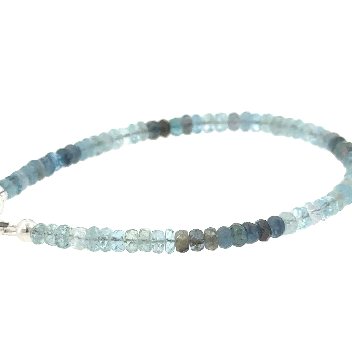 Aquamarine &  Moss Agate Bracelet | Sterling Silver Toggle