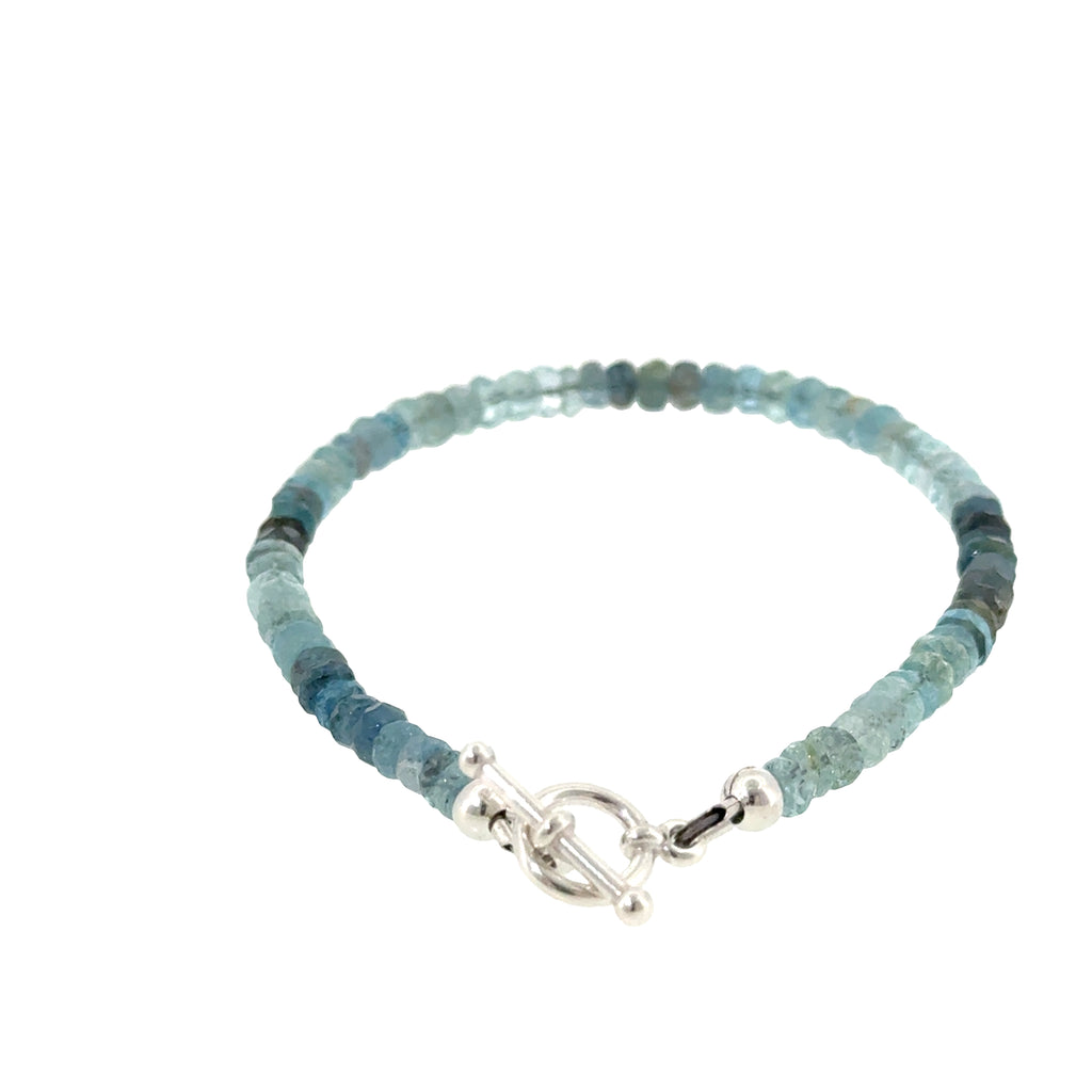 Aquamarine &  Moss Agate Bracelet | Sterling Silver Toggle