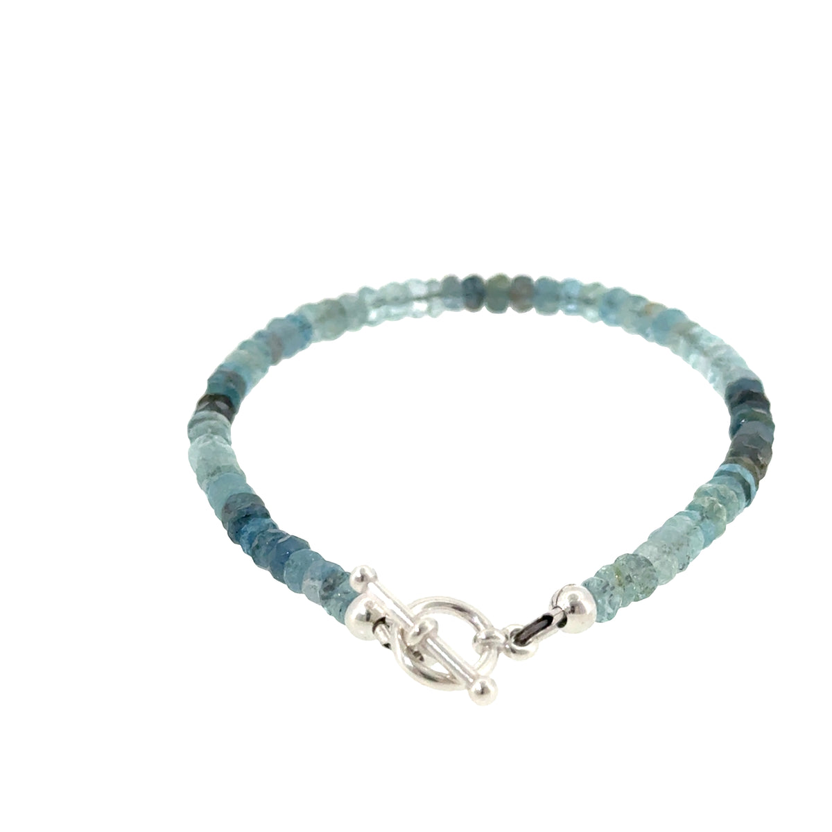 Aquamarine &  Moss Agate Bracelet | Sterling Silver Toggle