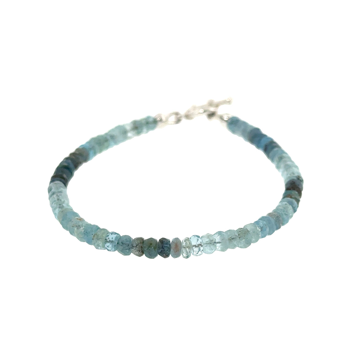 Aquamarine &  Moss Agate Bracelet | Sterling Silver Toggle
