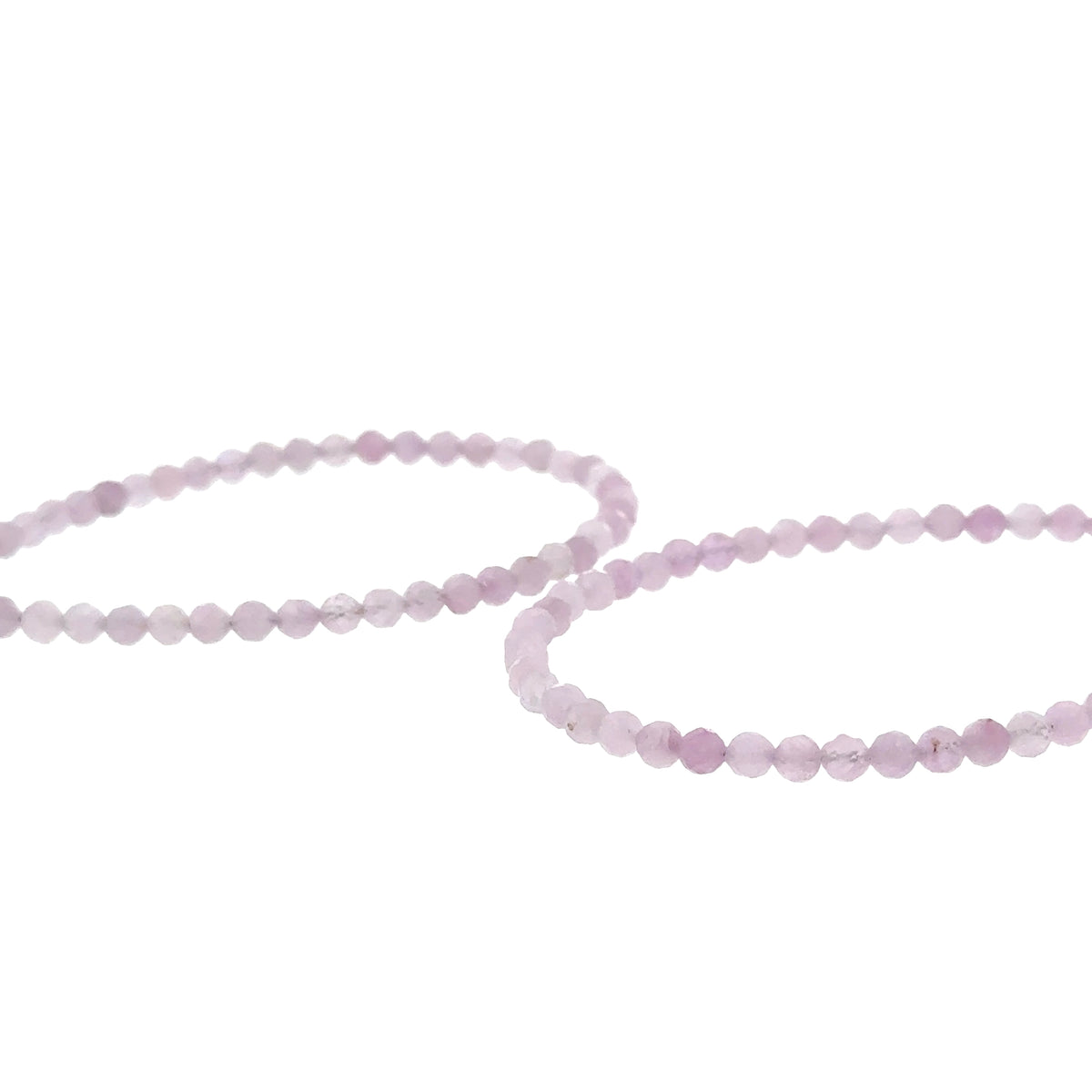 Kunzite 3mm faceted round gemstone beaded bracelet