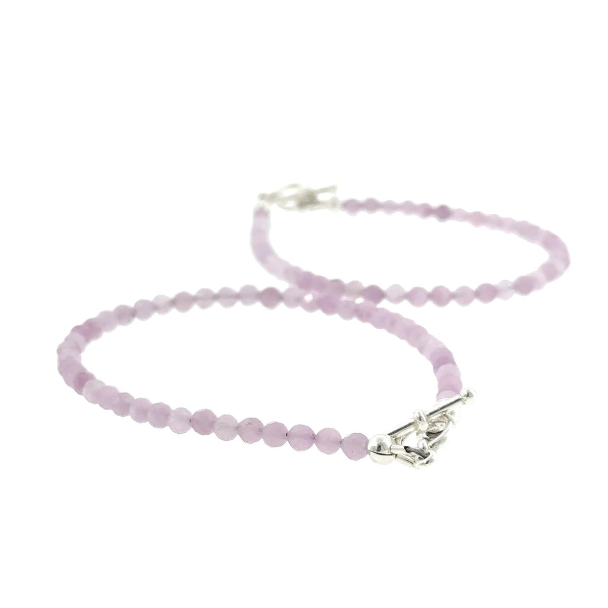 Kunzite 3mm faceted round gemstone beaded bracelet