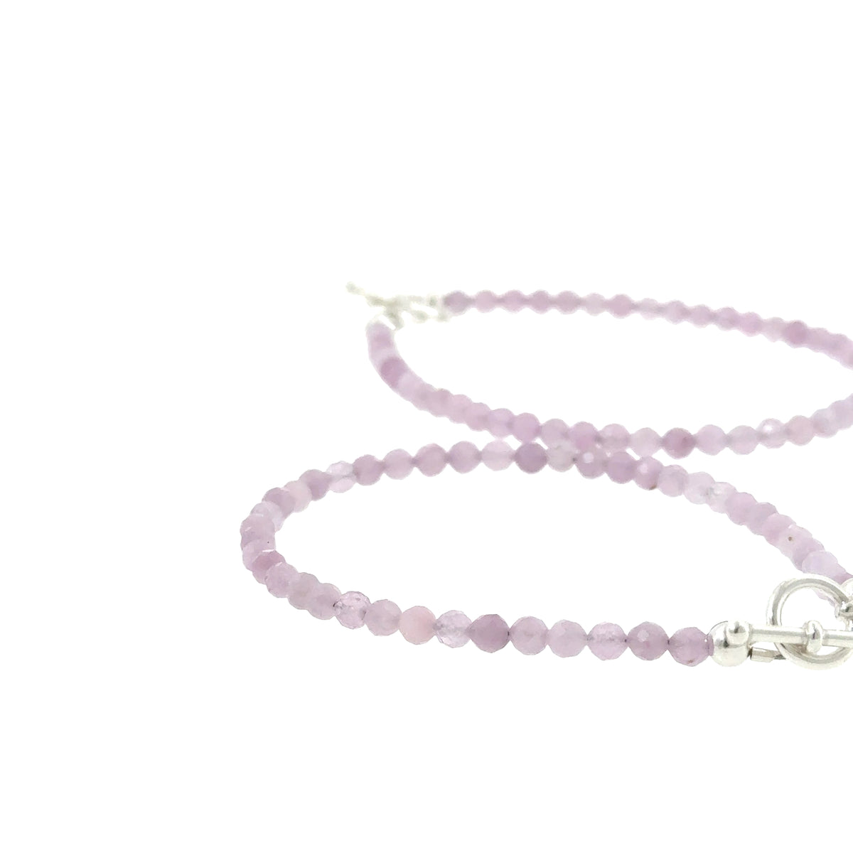 Kunzite 3mm faceted round gemstone beaded bracelet