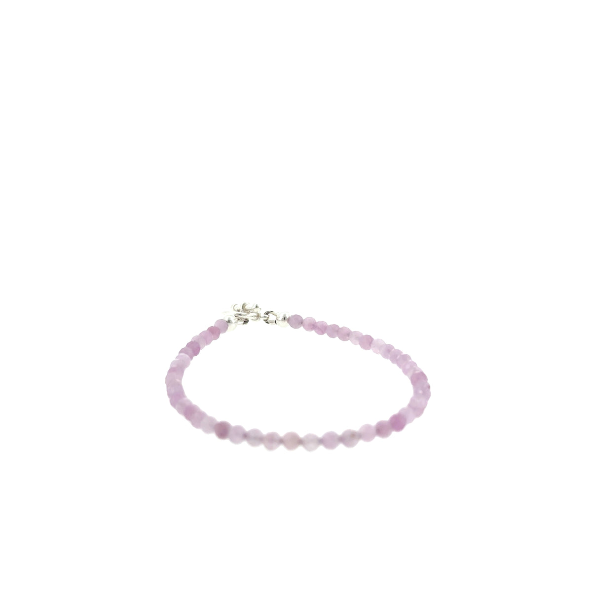 Kunzite 3mm faceted round gemstone beaded bracelet