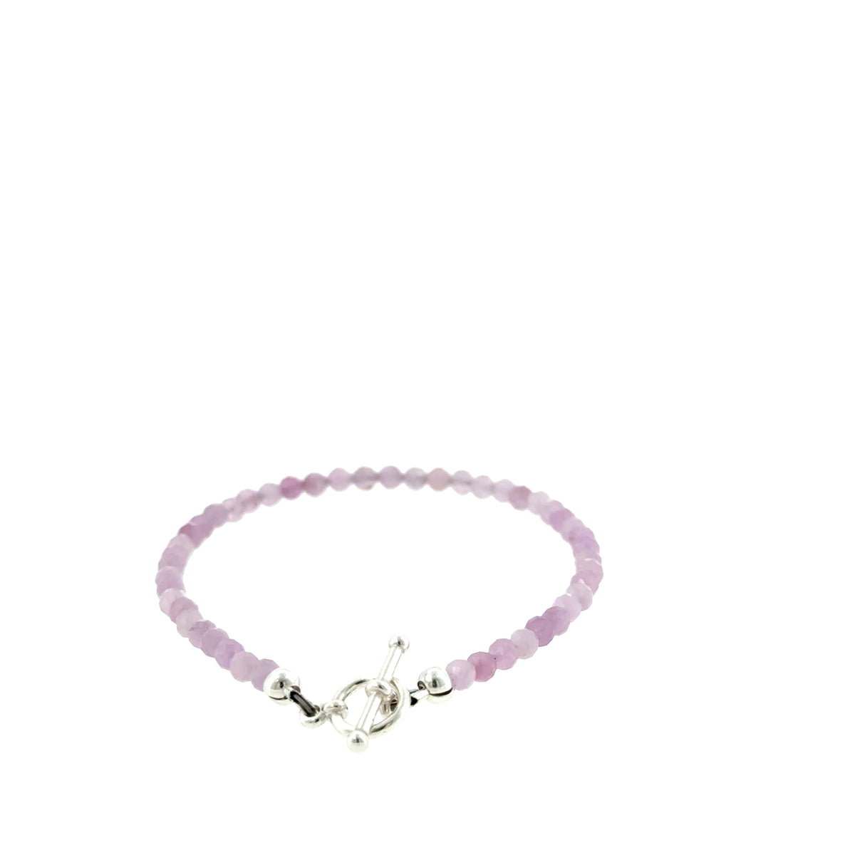 Kunzite 3mm faceted round gemstone beaded bracelet