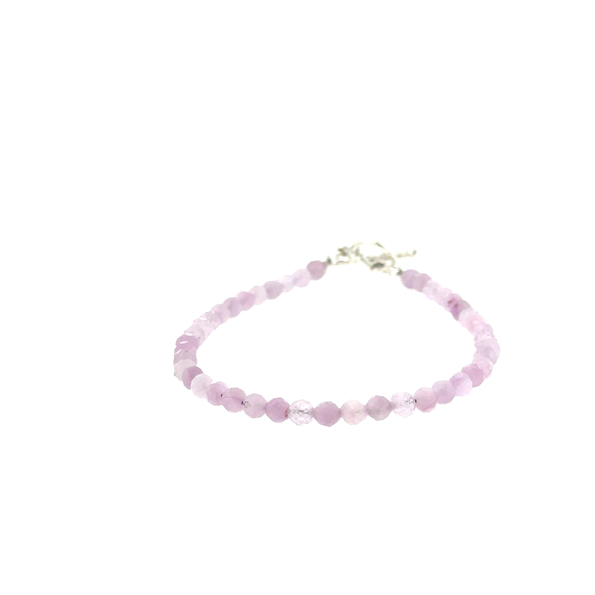 Kunzite 3mm faceted round gemstone beaded bracelet