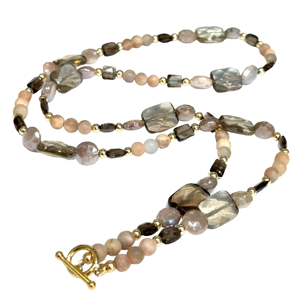 Smokey Quartz & Peach Moonstone Statement Necklace