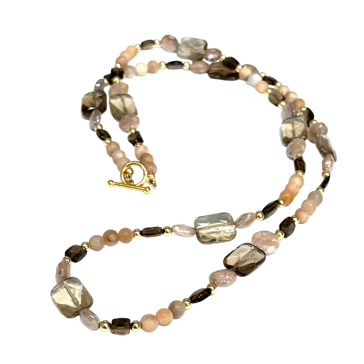 Smokey Quartz & Peach Moonstone Statement Necklace