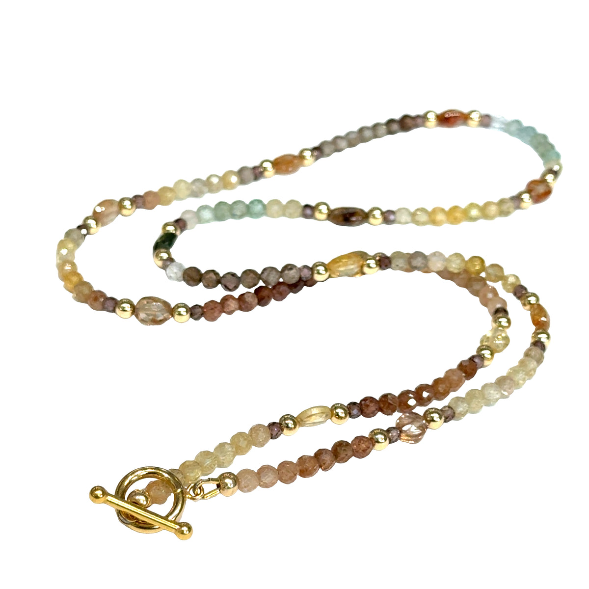 Mixed Zircon & Sapphire Gemstone Necklace, 26''