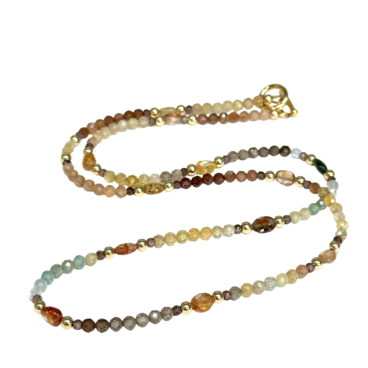 Mixed Zircon & Sapphire Gemstone Necklace, 26''