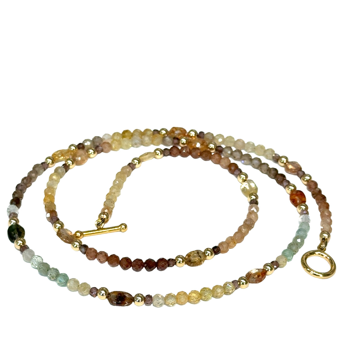 Mixed Zircon & Sapphire Gemstone Necklace, 26''