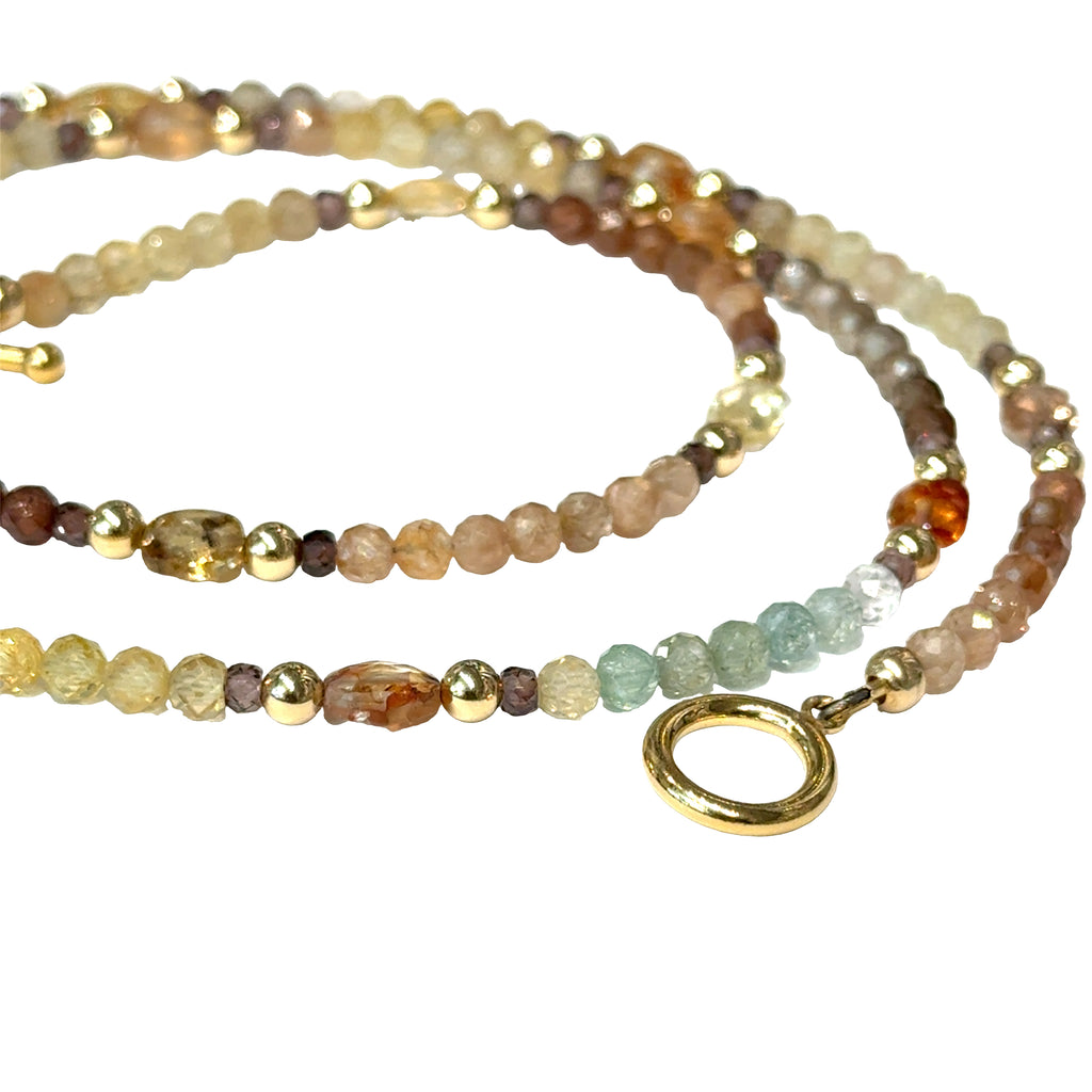 Mixed Zircon & Sapphire Gemstone Necklace, 26''