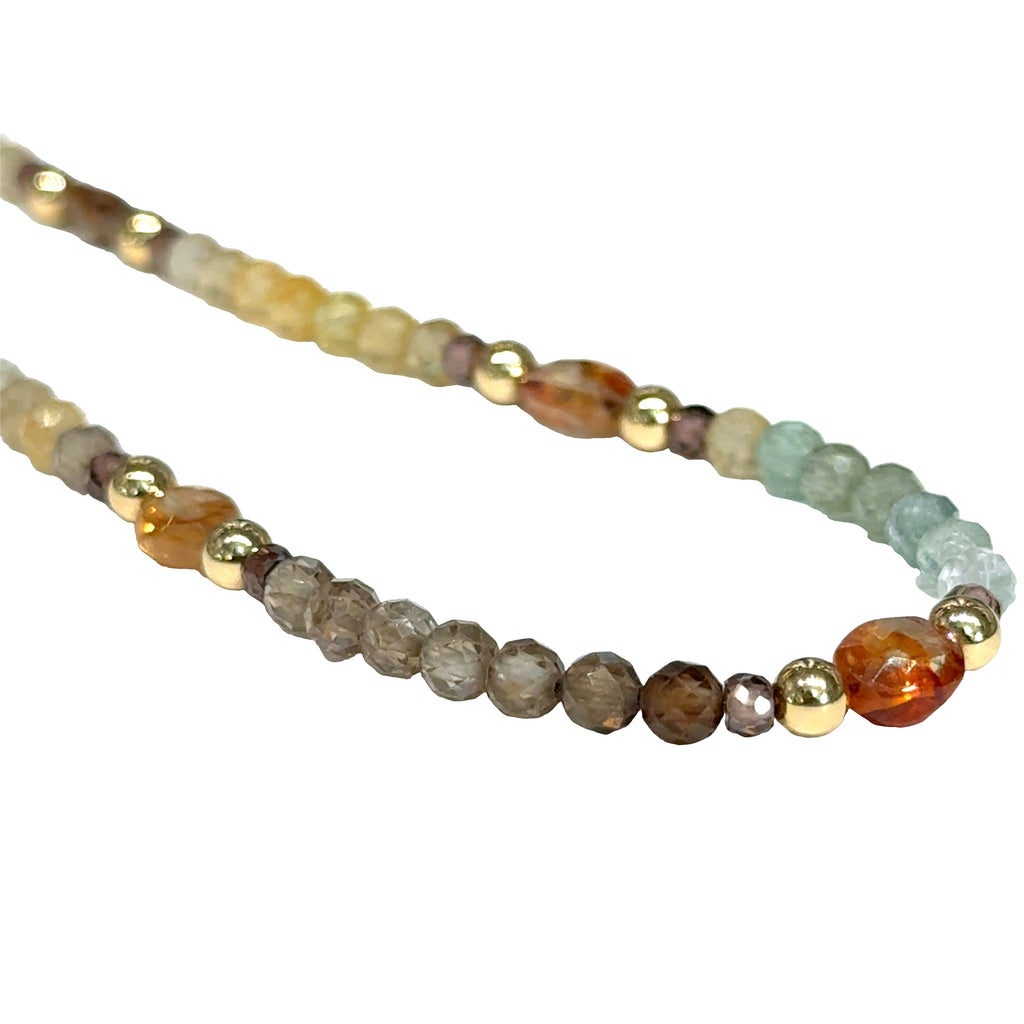 Mixed Zircon & Sapphire Gemstone Necklace, 26''