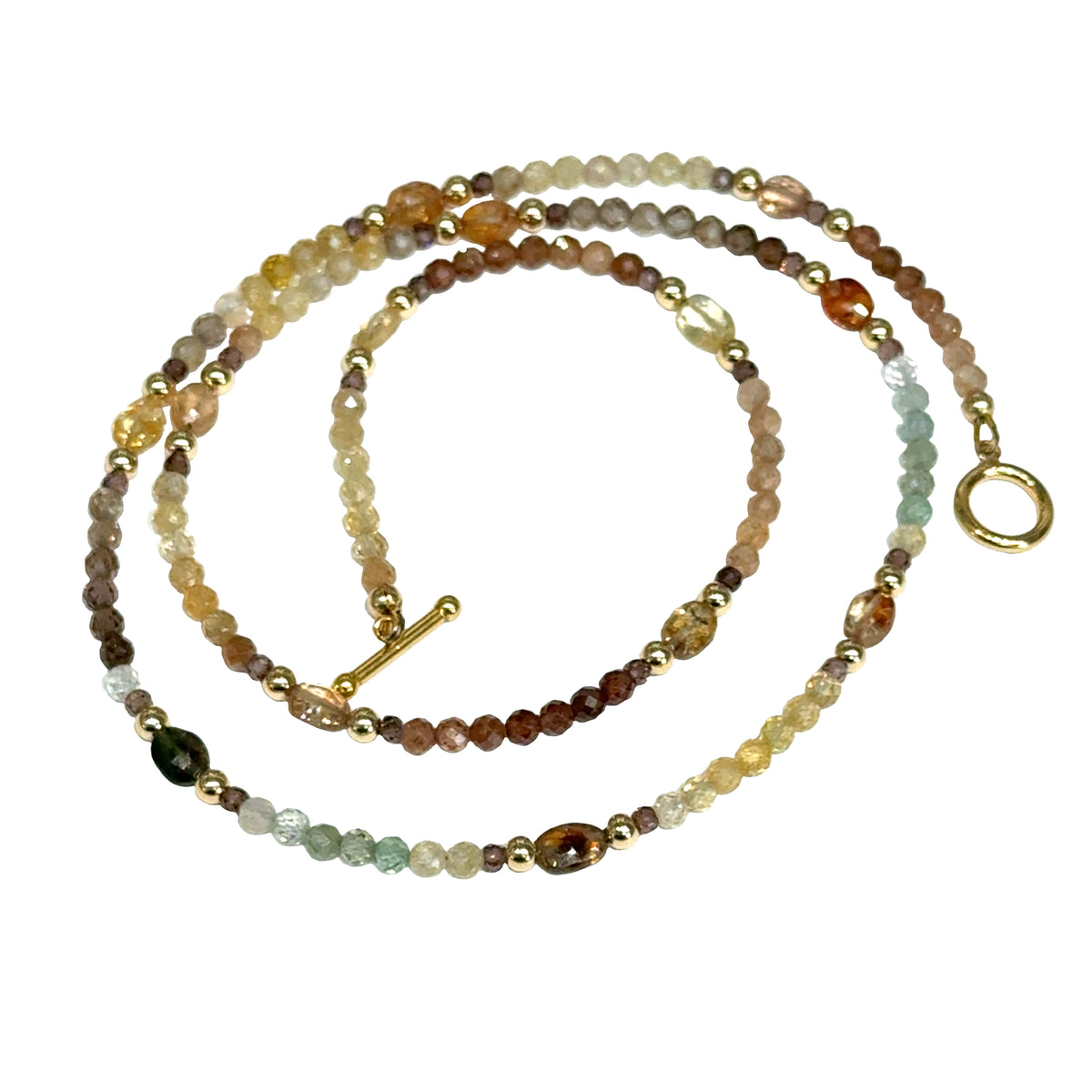 Mixed Zircon & Sapphire Gemstone Necklace, 26''