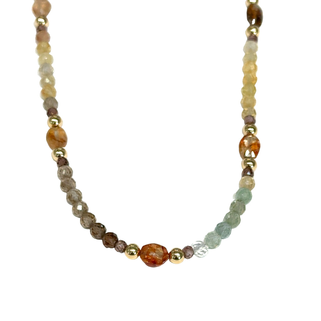 Mixed Zircon & Sapphire Gemstone Necklace, 26''