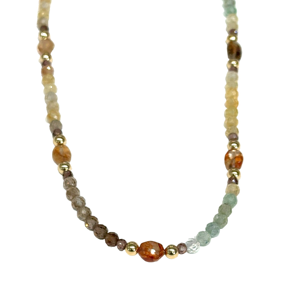 Mixed Zircon & Sapphire Gemstone Necklace, 26''