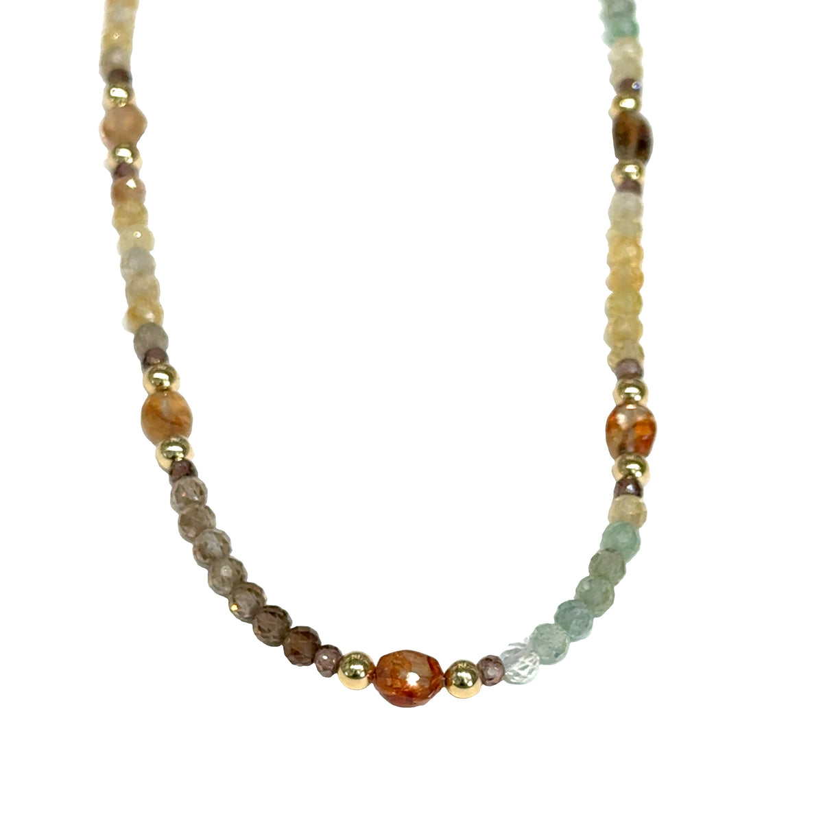 Mixed Zircon & Sapphire Gemstone Necklace, 26''