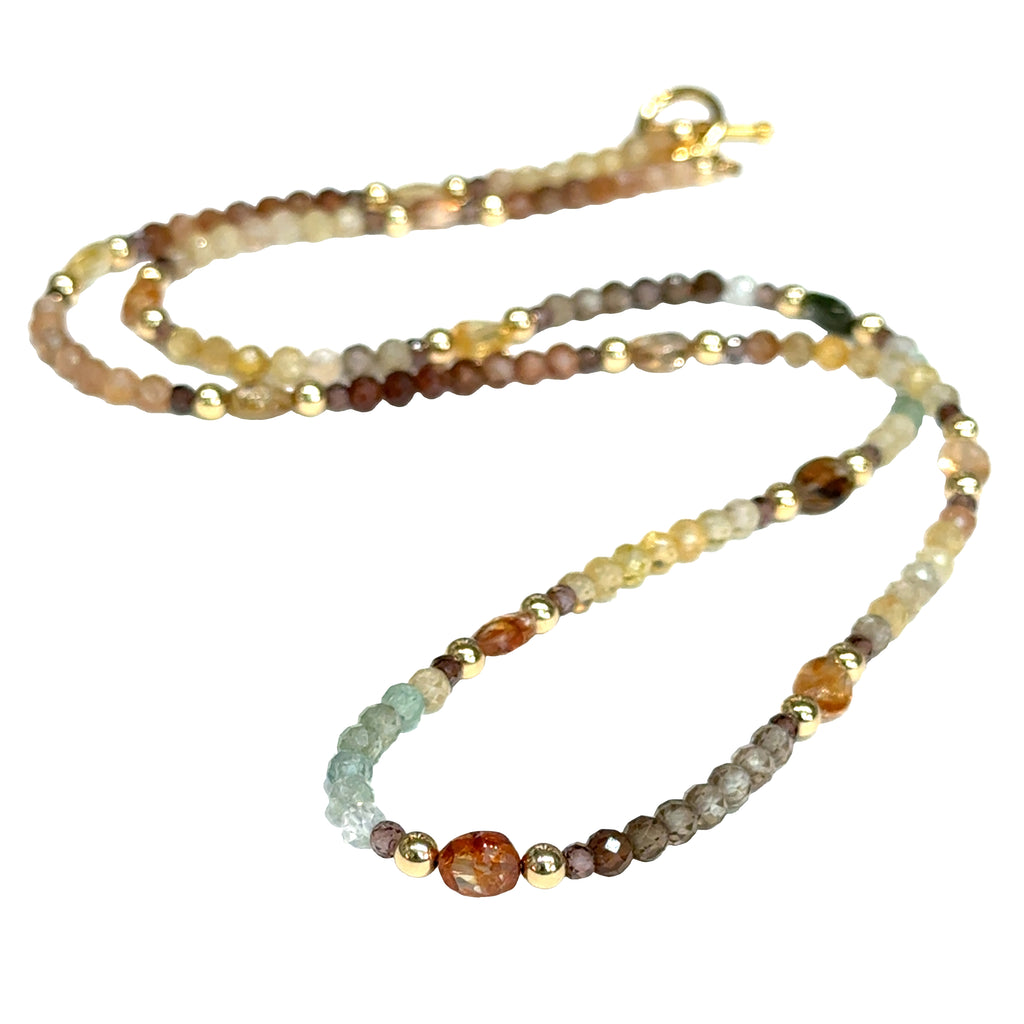 Mixed Zircon & Sapphire Gemstone Necklace, 26''