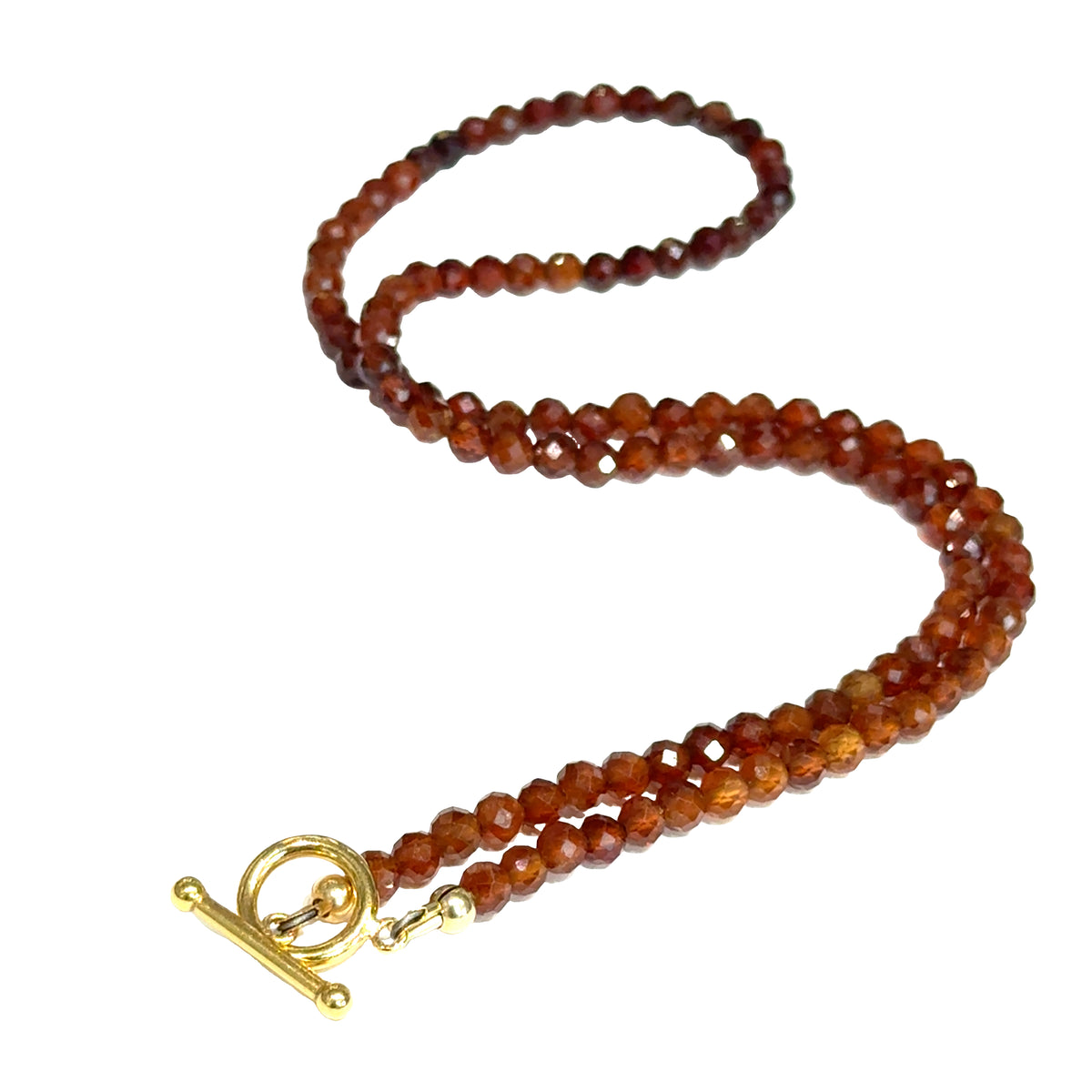 Hessonite Gemstone Beaded Necklace