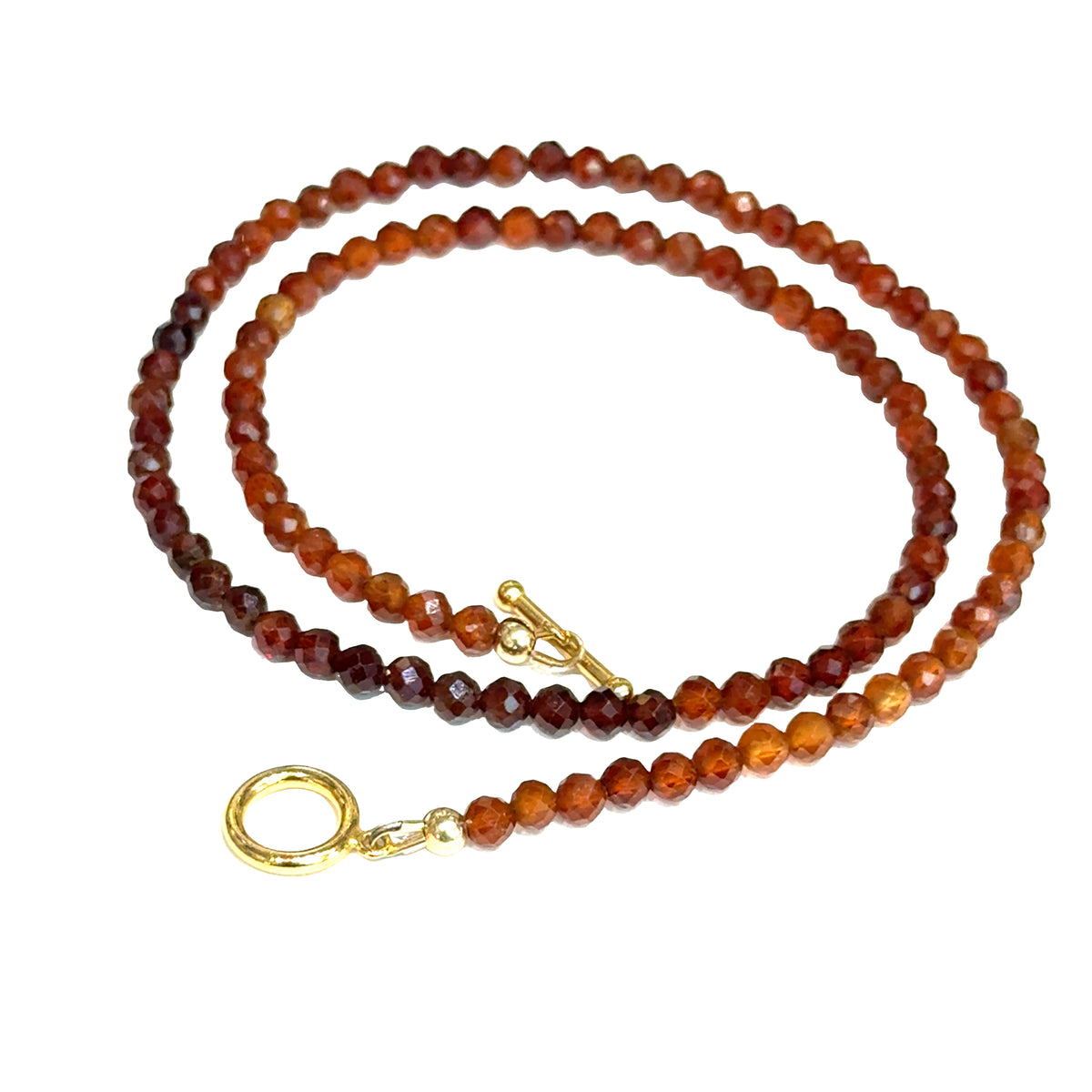 Hessonite Gemstone Beaded Necklace
