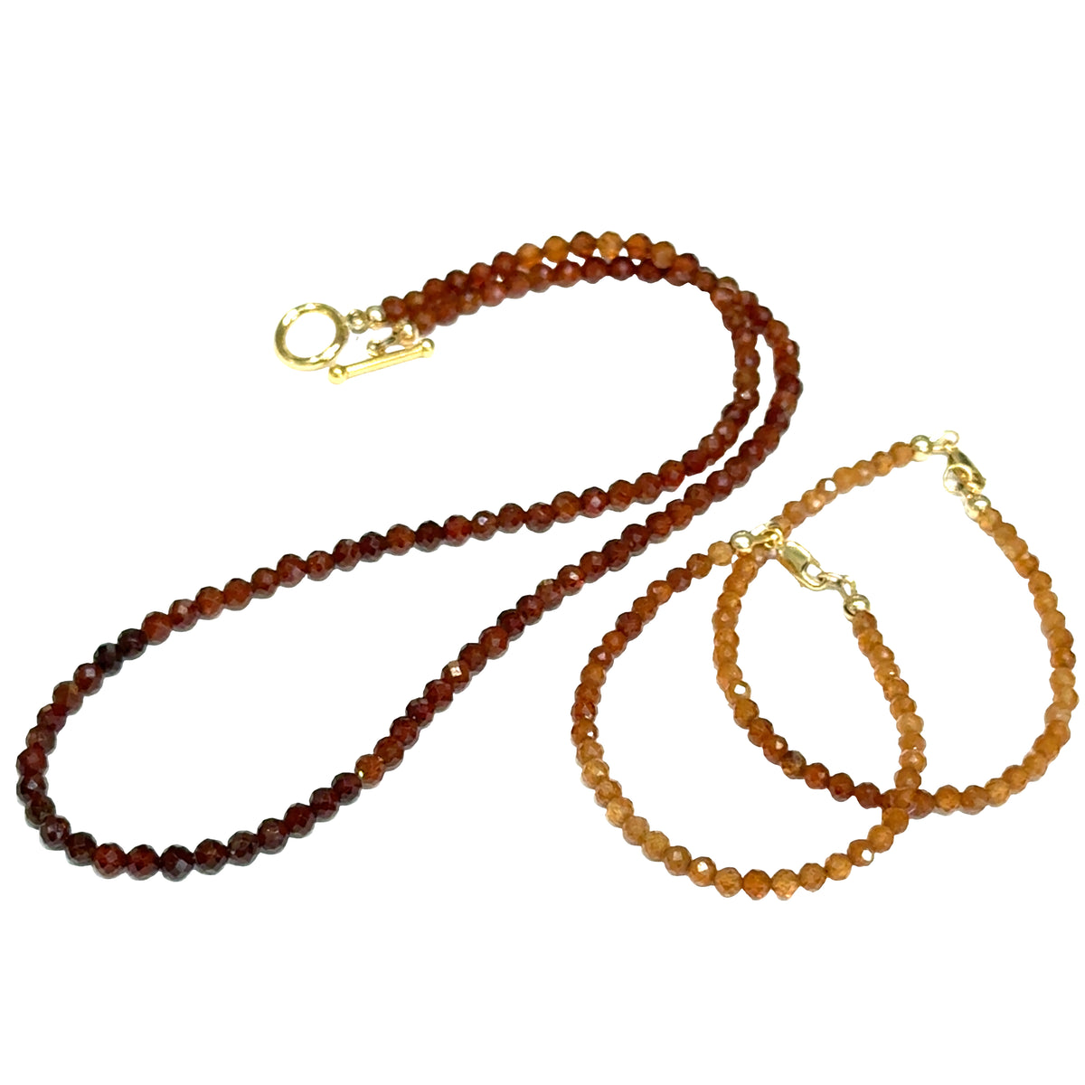 Hessonite Garnet Gemstone Beaded Bracelet | Handmade Gold-Filled Toggle | Hidden Jewel of the South End