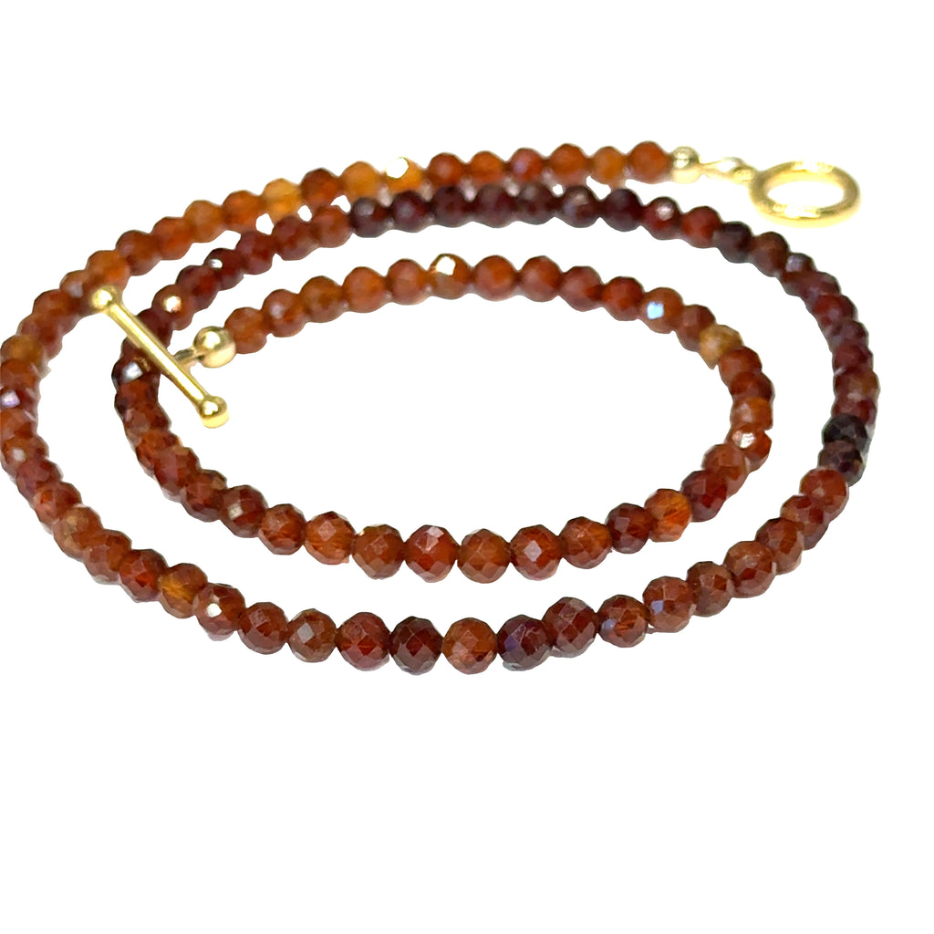 Hessonite Gemstone Beaded Necklace