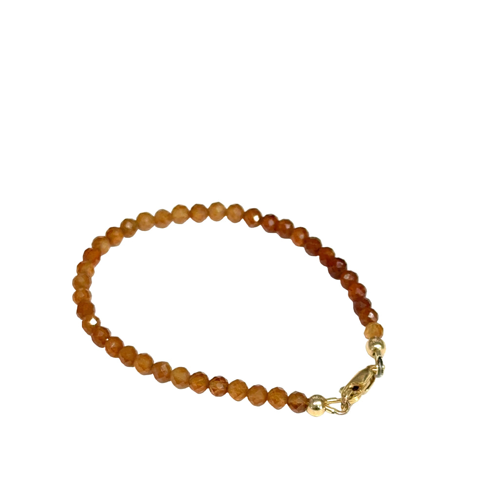 Hessonite Garnet Gemstone Beaded Bracelet | Handmade Gold-Filled Toggle | Hidden Jewel of the South End
