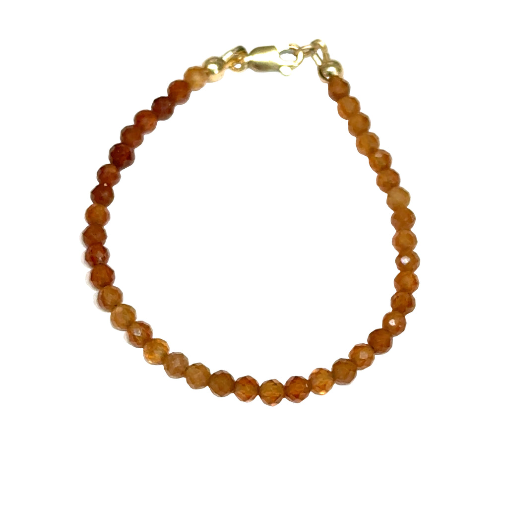 Hessonite Garnet Gemstone Beaded Bracelet | Handmade Gold-Filled Toggle | Hidden Jewel of the South End
