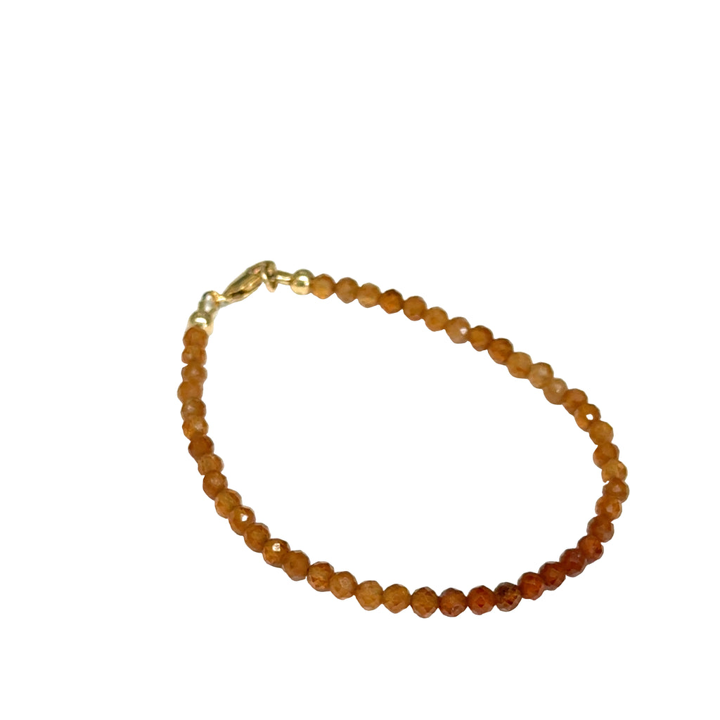 Hessonite Garnet Gemstone Beaded Bracelet | Handmade Gold-Filled Toggle | Hidden Jewel of the South End