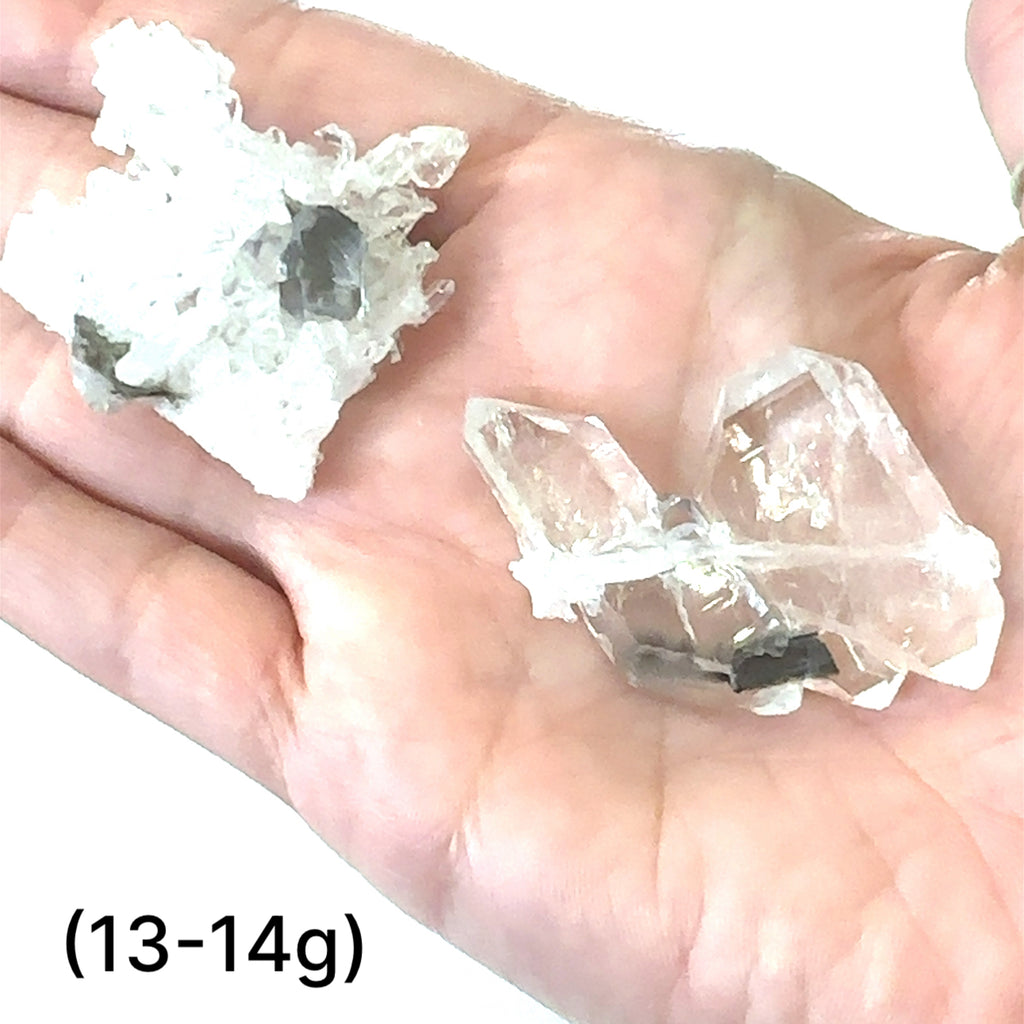 Unique Brookite in Quartz crystal with natural variations and metaphysical properties (13-14g) on white front overview