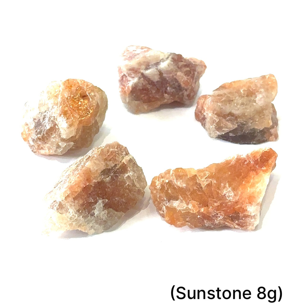 Unique sunstone gemstone with free information card grouping 8g on white center overview