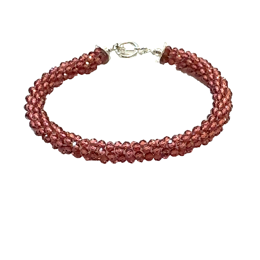 Garnet Crocheted Gemstone  bracelet, Jewelry