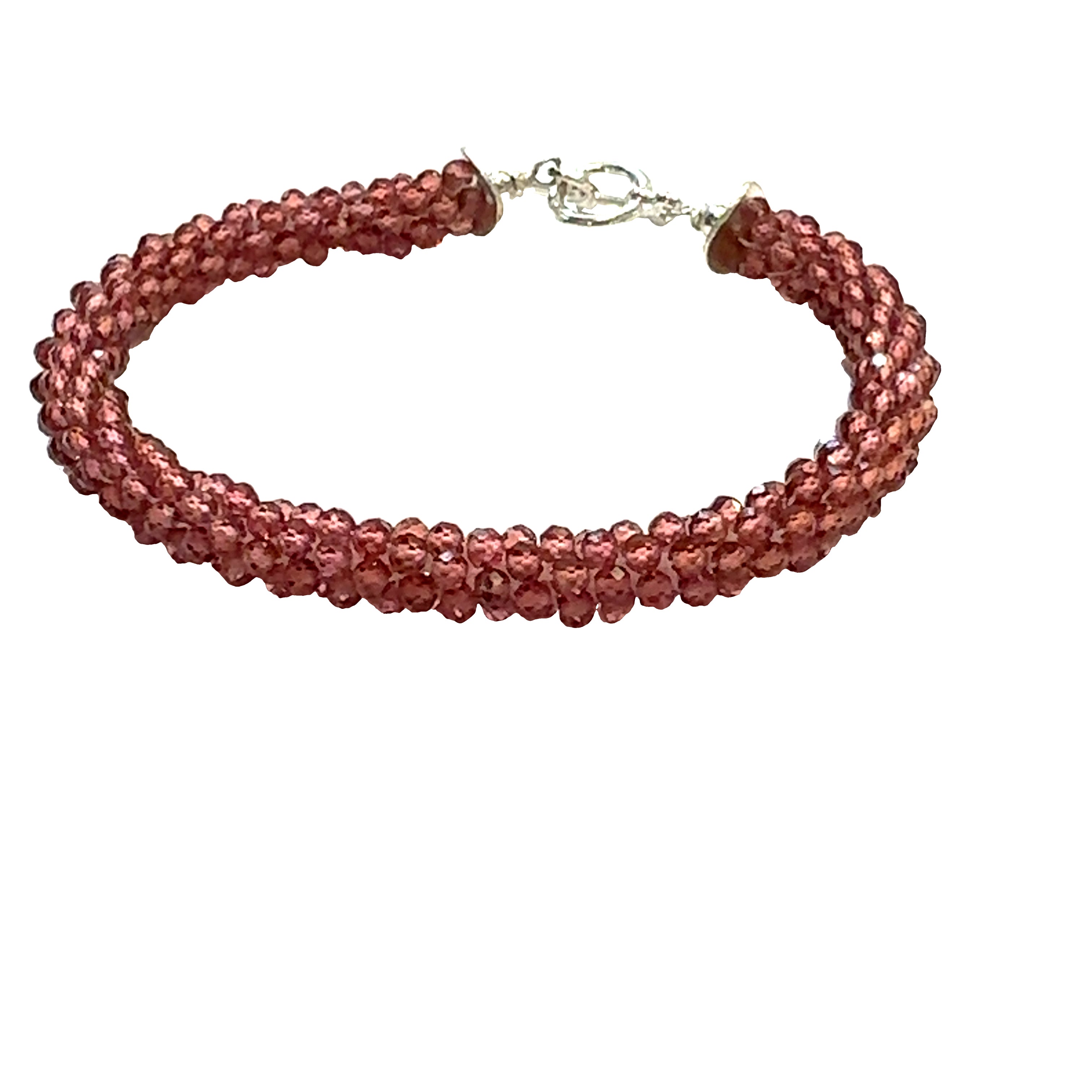 Garnet Crocheted Gemstone  bracelet, Jewelry
