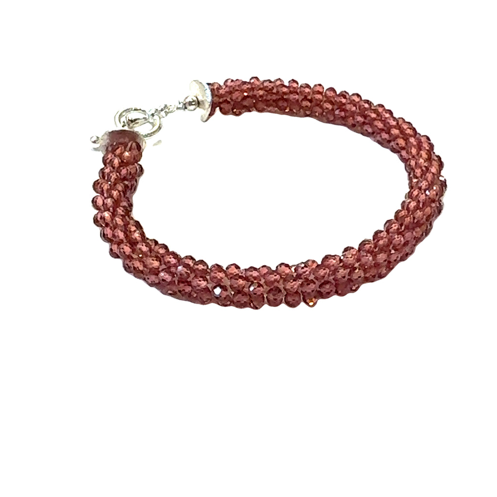 Garnet Crocheted Gemstone  bracelet, Jewelry