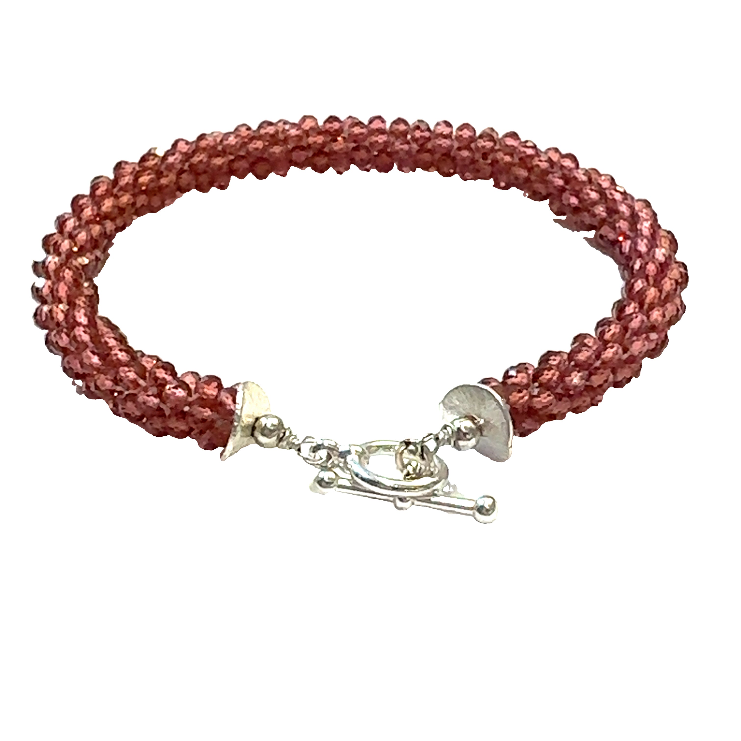 Garnet Crocheted Gemstone  bracelet, Jewelry