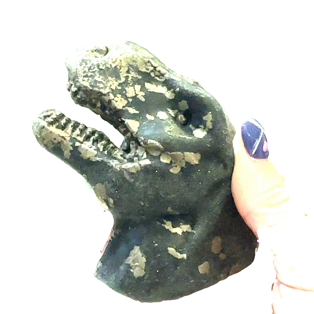Pyrite T. rex Dinosaur Carving with Host Rock – Crystal for Willpower, Luck & Ambition
