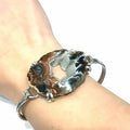 Sterling Silver Druzy Bracelet, Brown Druzy geode Bangle, Jewelry