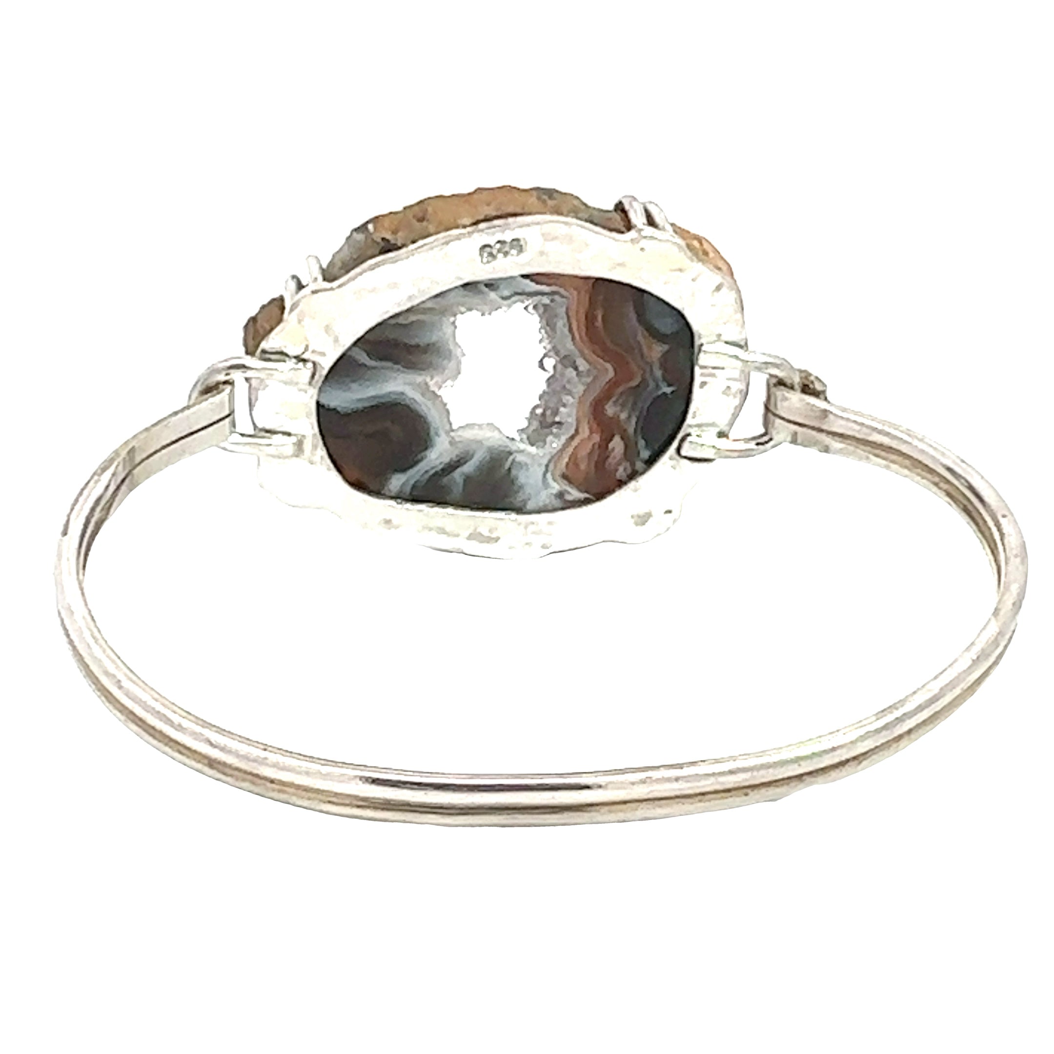 Sterling Silver Druzy Bracelet, Brown Druzy geode Bangle, Jewelry