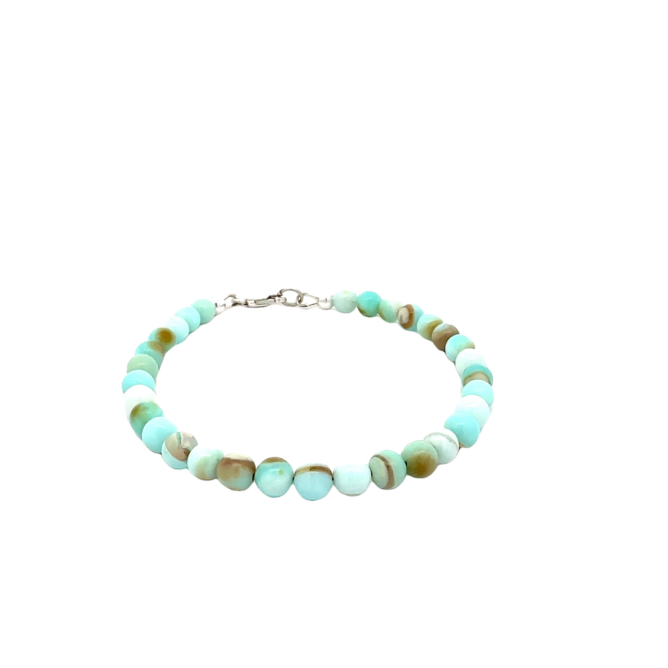 Blue Peruvian Opal Gemstone Beaded Bracelet