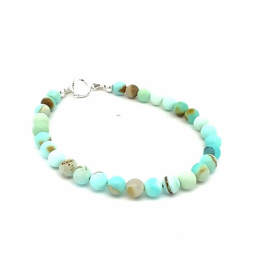 Blue Peruvian Opal Gemstone Beaded Bracelet