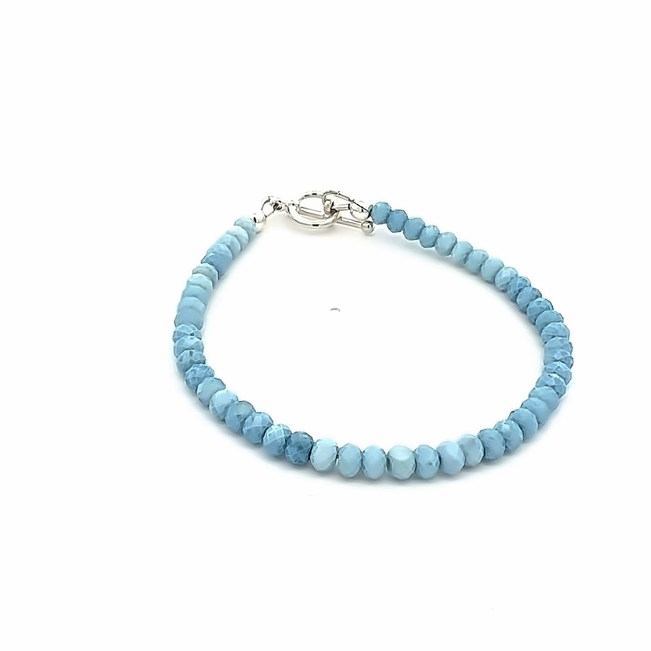 Blue Peruvian Opal Gemstone Beaded Bracelet