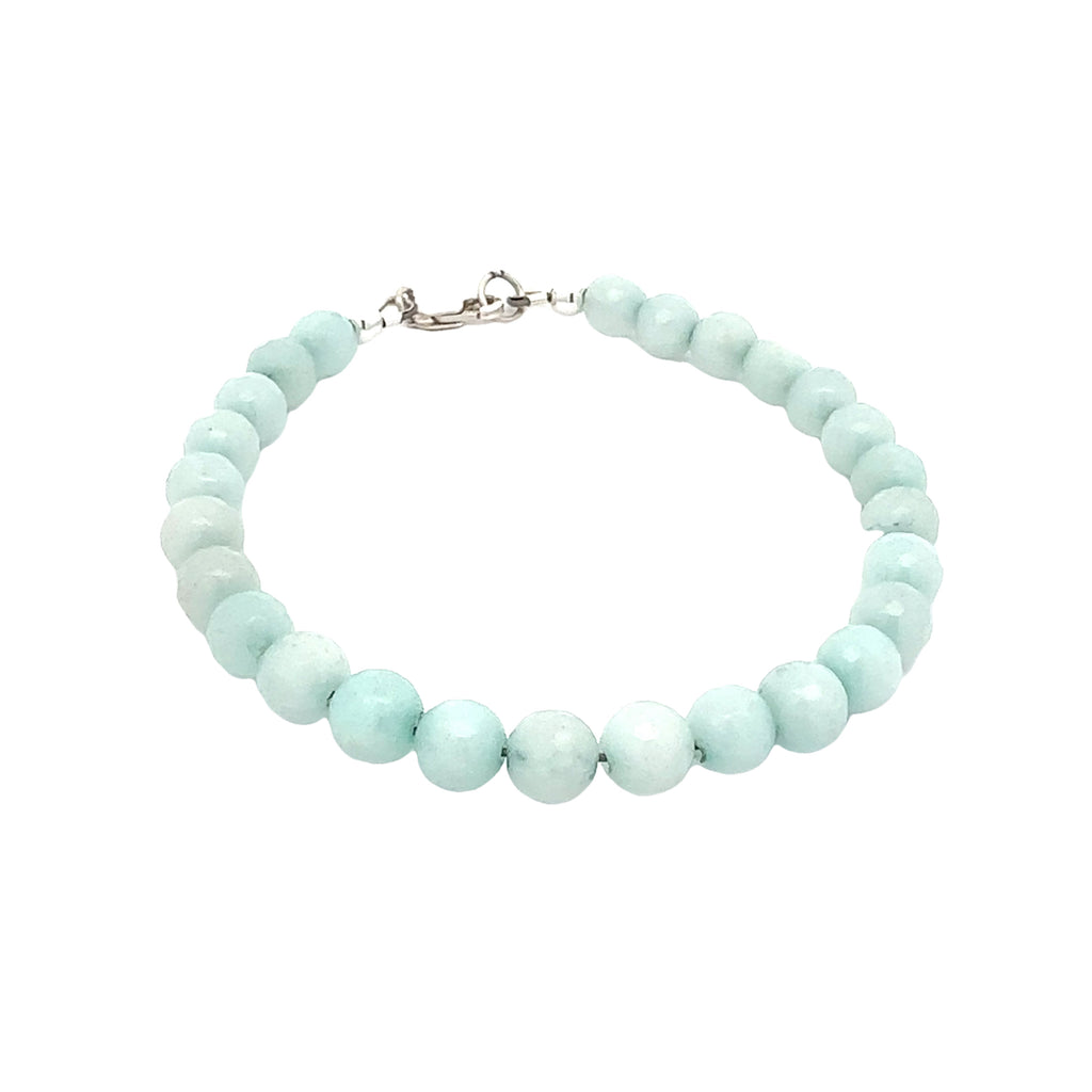 Blue Peruvian Opal Gemstone Beaded Bracelet
