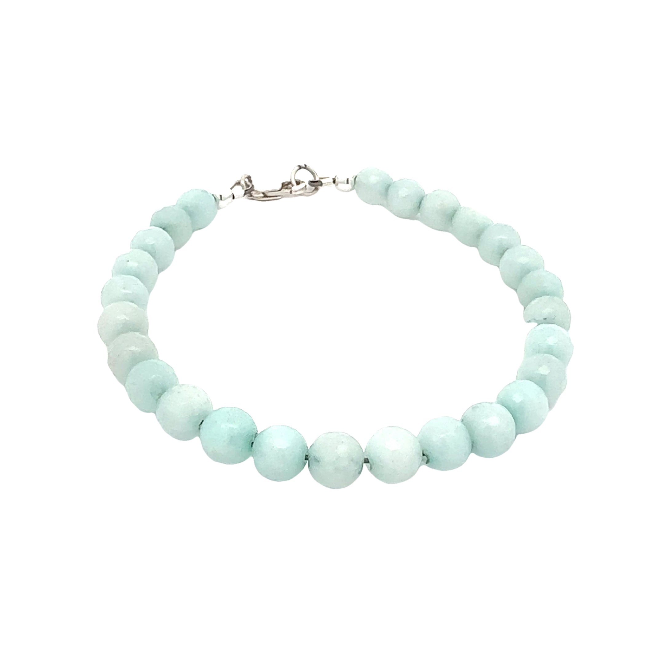Blue Peruvian Opal Gemstone Beaded Bracelet