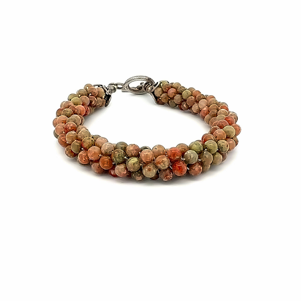 Autumn Jasper Crocheted Bracelet, jewelry